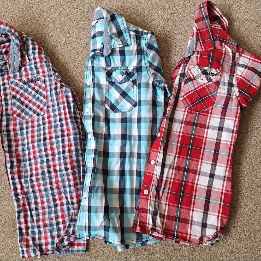 Plaid Button-Up Shirts Set